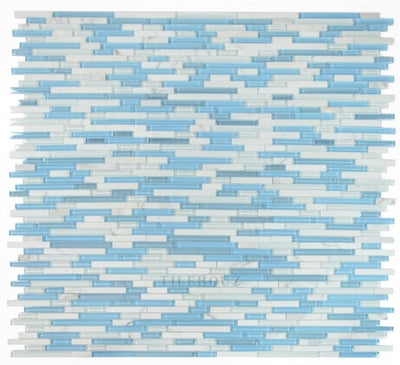 Linear Carrara Blue 11.75 X 12 Glass Mosaic Tile