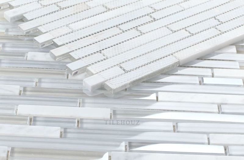 Linear Carrara Goose 11.75 X 12 Glass Mosaic Tile