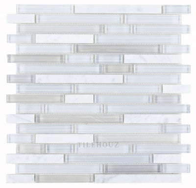 Linear Carrara Goose 11.75 X 12 Glass Mosaic Tile
