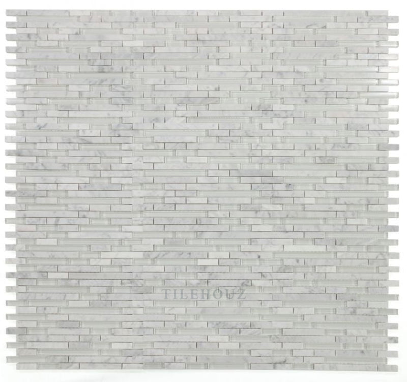 Linear Carrara White 11.75 X 12 Glass Mosaic Tile