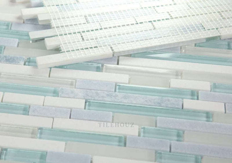 Linear Crystal Ocean 11.75 X Glass Mosaic Tile