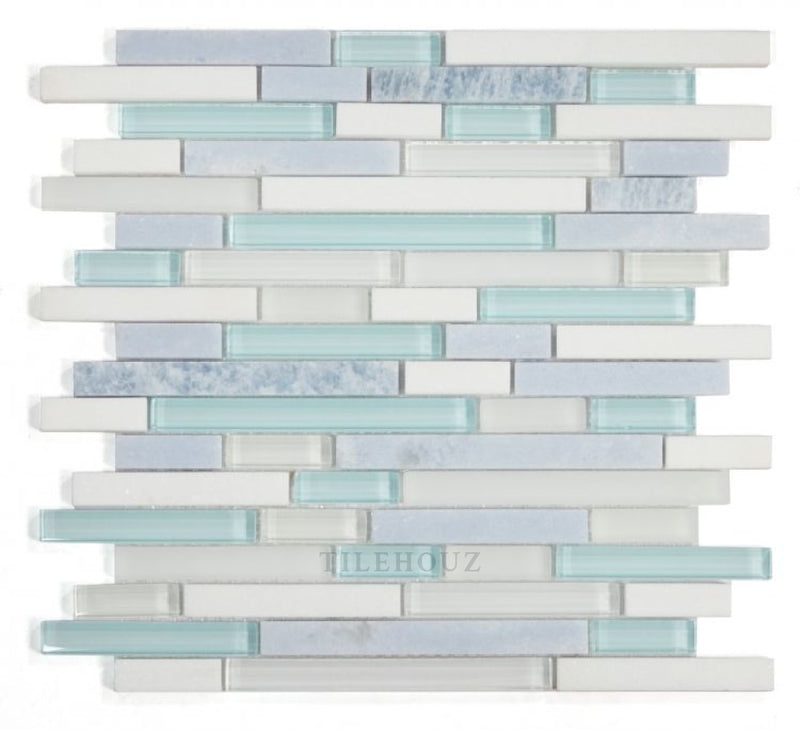 Linear Crystal Ocean 11.75 X Glass Mosaic Tile