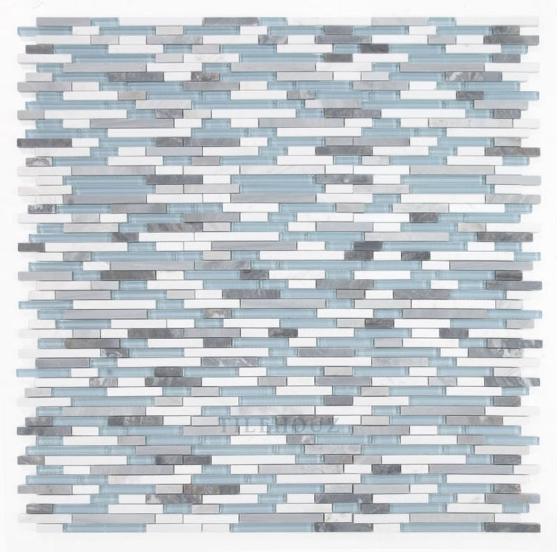 Linear Montage Sky 11.75 X 12 Glass Mosaic Tile