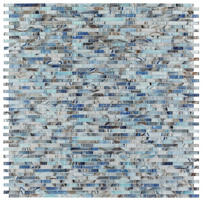 Linear Shell Blue 11.75 X 12 Glass Mosaic Tile