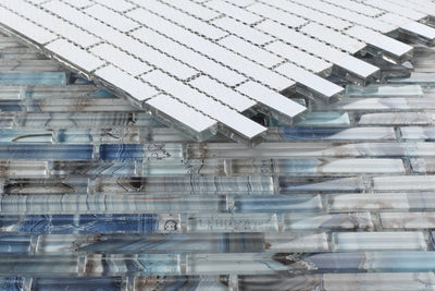 Linear Shell Blue 11.75 X 12 Glass Mosaic Tile