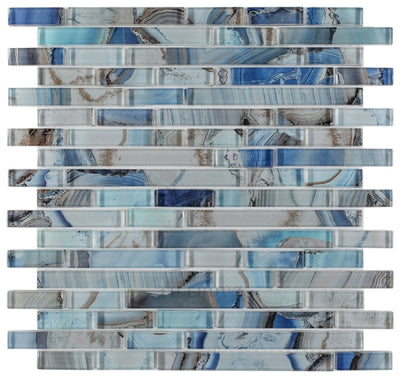 Linear Shell Blue 11.75 X 12 Glass Mosaic Tile