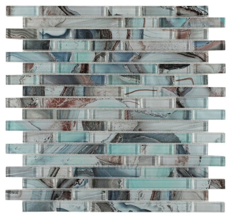 Linear Shell Green 11.75 X 12 Glass Mosaic Tile