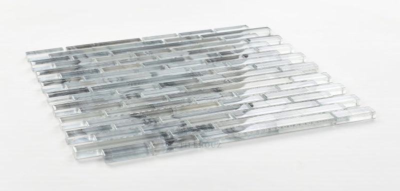 Linear Shell Grey 11.75 X 12 Glass Mosaic Tile