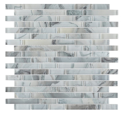 Linear Shell Grey 11.75 X 12 Glass Mosaic Tile