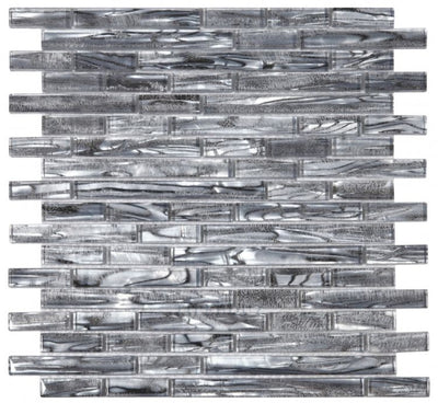 Linear Shell Silver 11.75 X 12 Glass Mosaic Tile