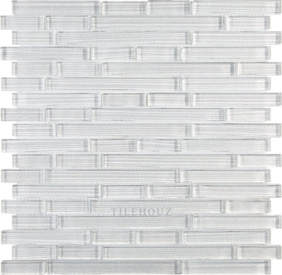 Linear Silver White 11.75 X 12 Glass Mosaic Tile