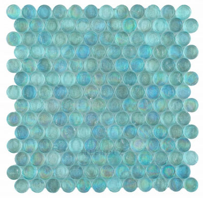 Malibu Turquoise Penny 12.25X12.25 Glass Mosaic Tile