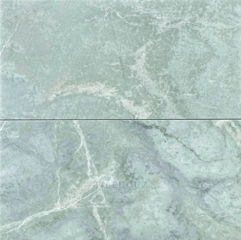 Ming Green Marble 12x24 Tile, 2-tile set; polished green marble wall & ceiling tile by Tilehouz