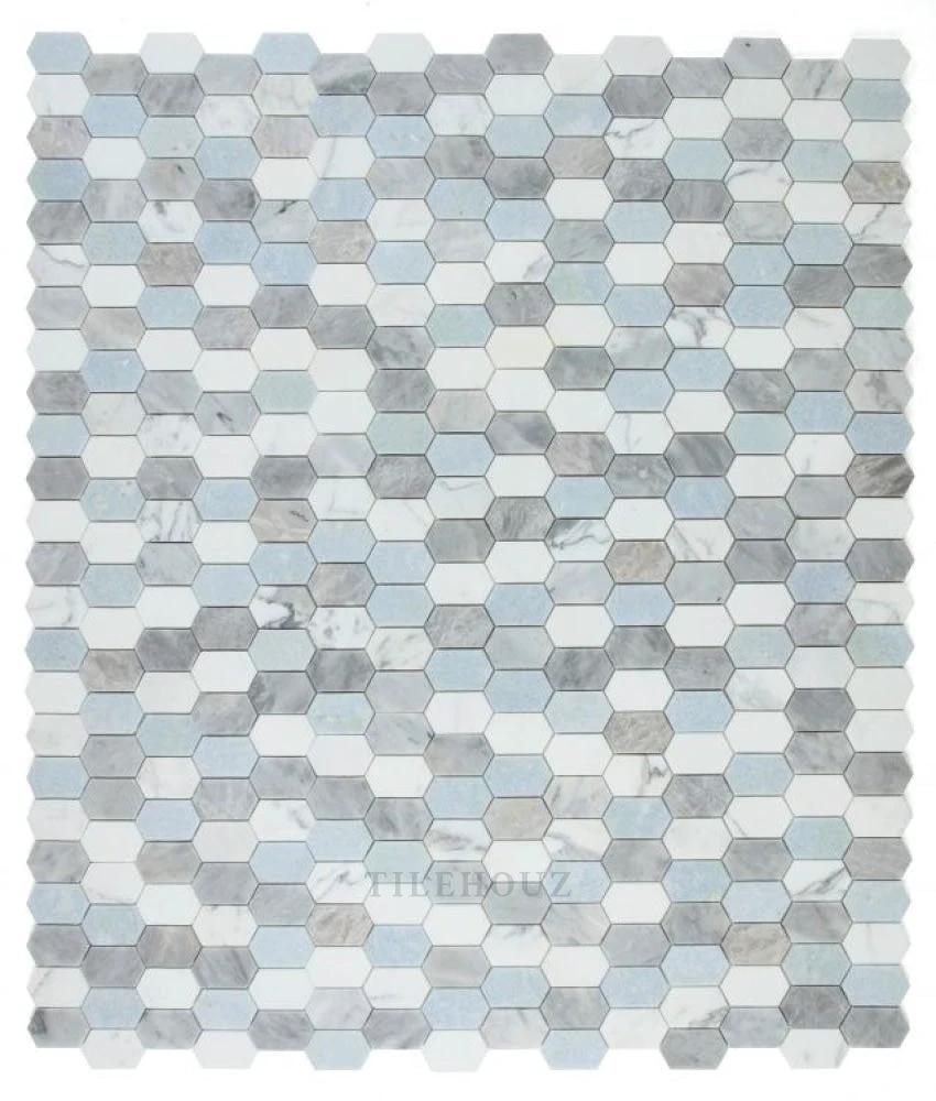 Montage Livid marble hexagon mosaic tile by Tilehouz, 12.5 x 13.25 in, wall and ceiling tile