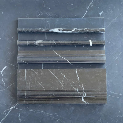 Nero Marquina Marble 1/2 Pencil Liner Polished/Honed