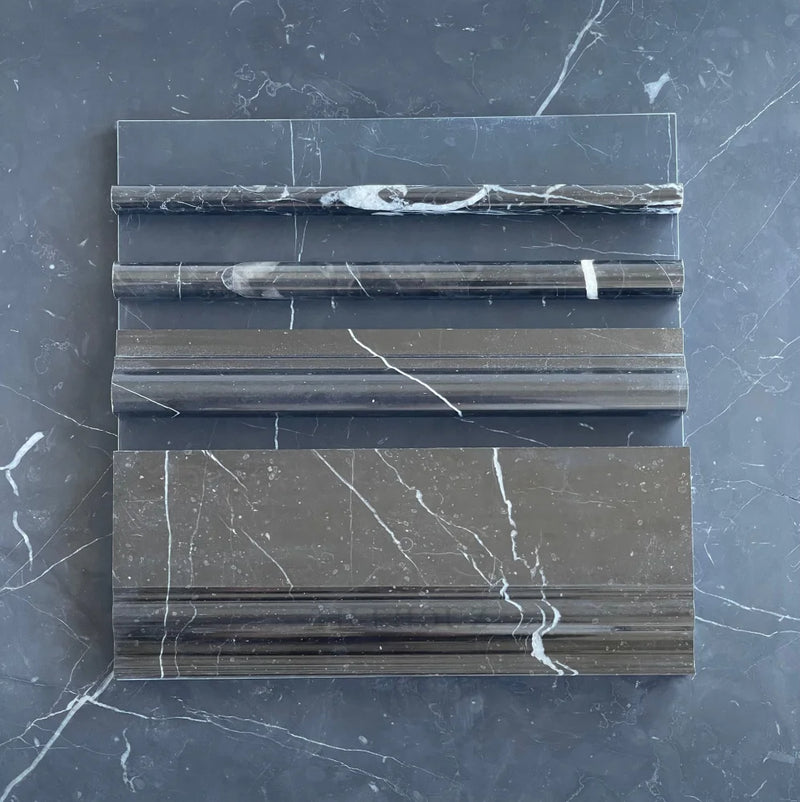 Nero Marquina Marble 1/2 Pencil Liner Polished/Honed