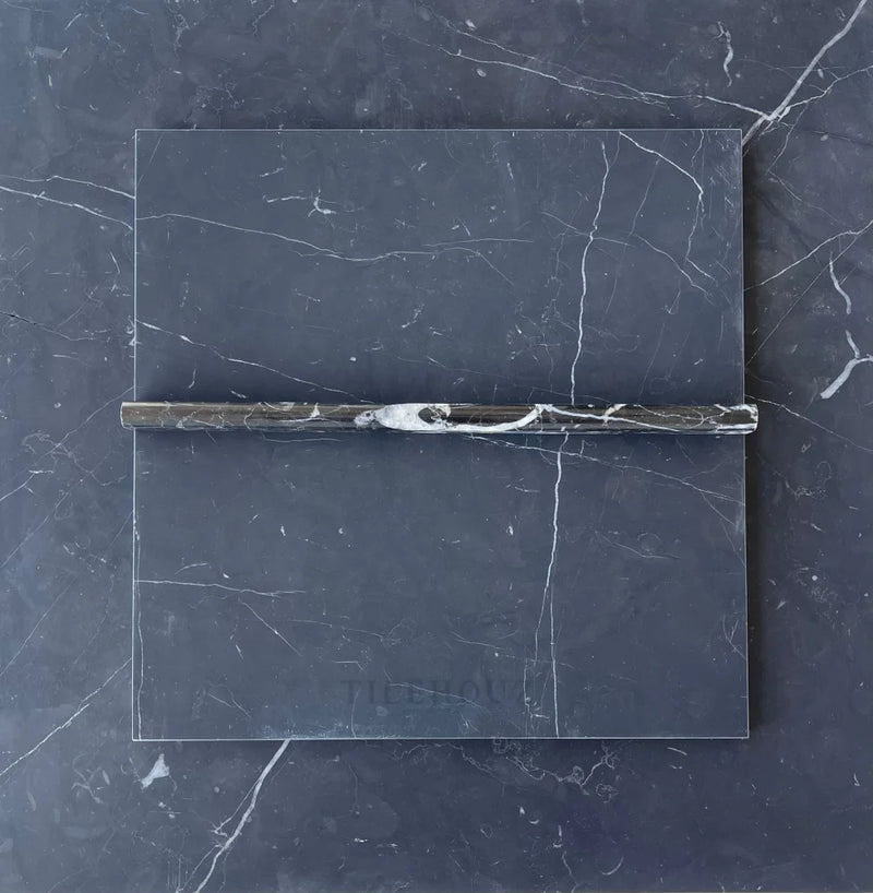 Nero Marquina Marble 1/2 Pencil Liner Polished/Honed