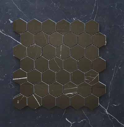 Nero Marquina Marble 2 Hexagon Mosaic Polished/Honed