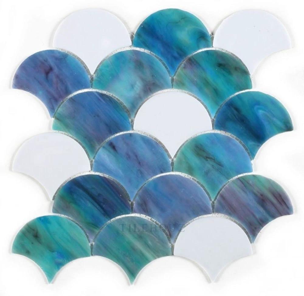 Newport Scale Ocean 9.5 x 9.75 Glass Mosaic – Tilehouz