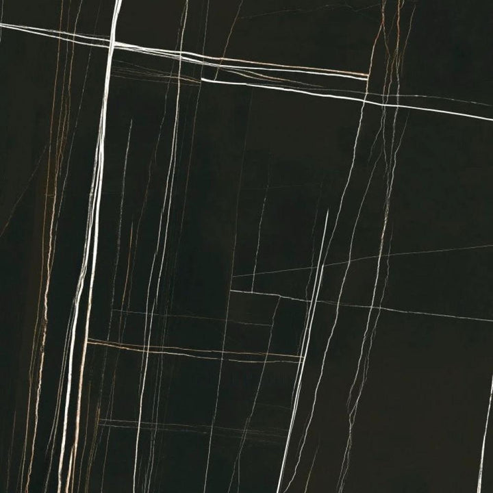 Noir Black polished porcelain tile, 48x48, white veining, Tilehouz Wall &amp; Ceiling Tile