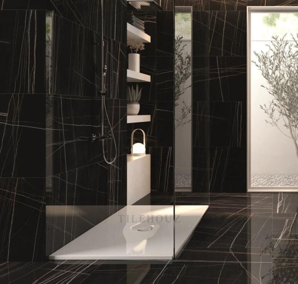 Noir Black polished porcelain tile 48x48 by Tilehouz for wall and floor use