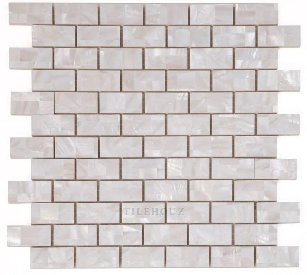 Pearl Large Brick wall tile sheet 11.75x11.75 in, pearl finish, Tilehouz.