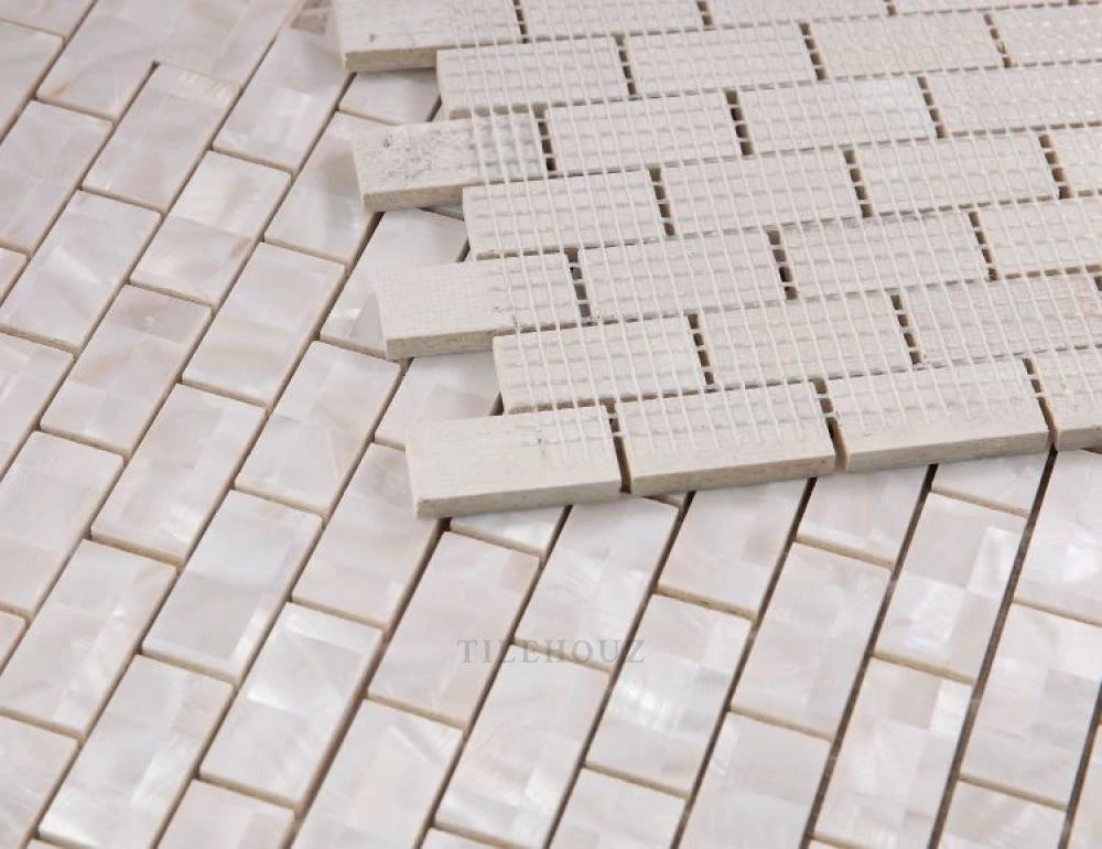Tilehouz Pearl Large Brick 11.75x11.75 wall & ceiling tile in pearl color