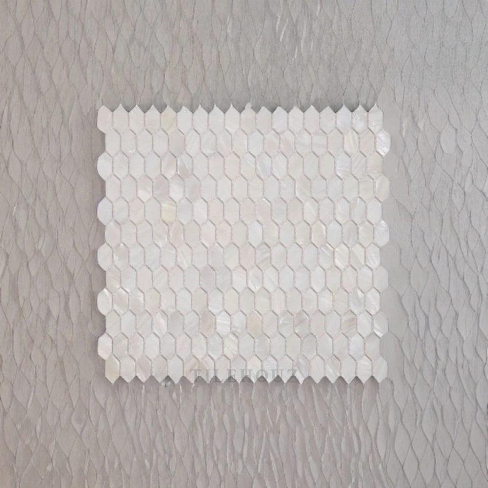 Pearl White Arrow 12x12 wall/ceiling mosaic tile sheet by Tilehouz