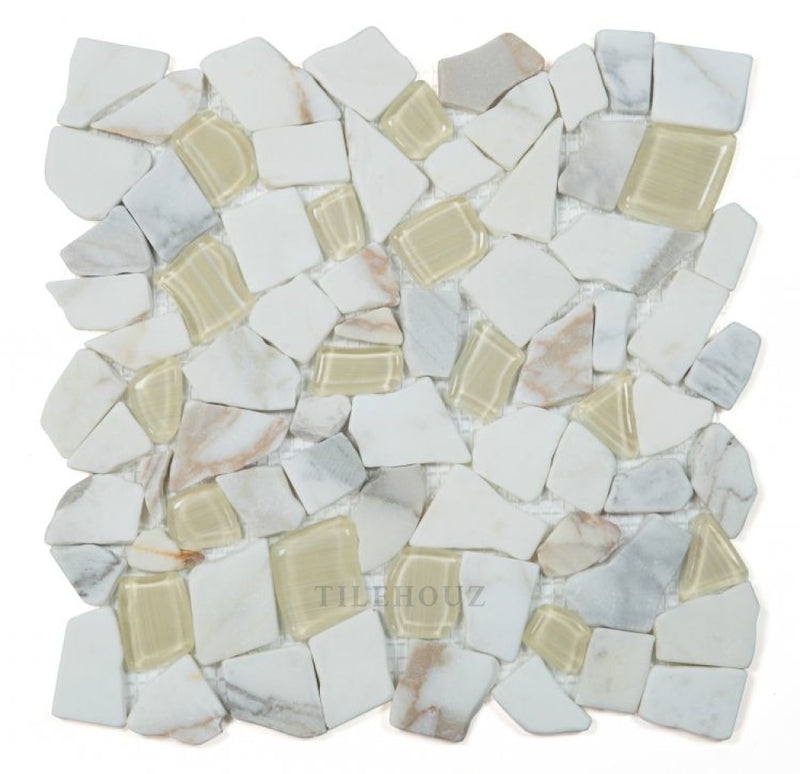 Pebble Calacatta Gold 12 X Glass Mosaic Tile