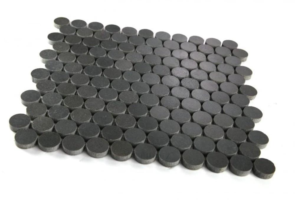 Basalt Stone Rounded Black Basalt Stone Penny-Round Mosaic 11 x 11.75 – Tilehouz