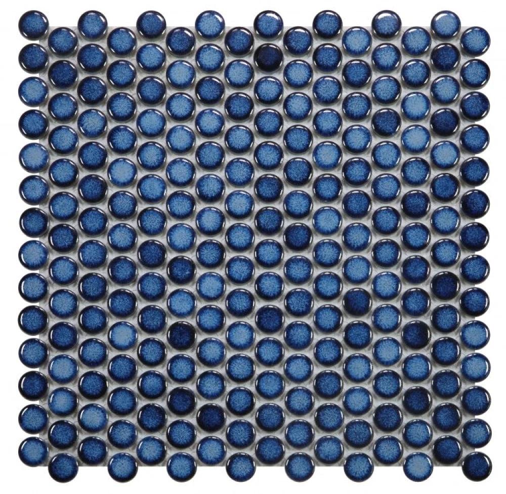 Penny Round Blue porcelain mosaic tile, 11.5 x 11.5, handmade wall tile