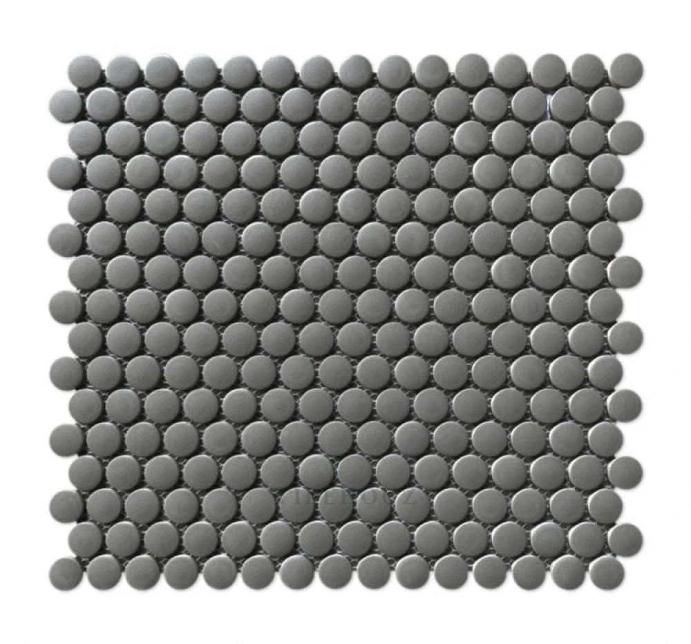 Tilehouz Penny Round Dark Grey porcelain mosaic tile, Hulu Collection for walls and ceilings (11.5 x 12.25)
