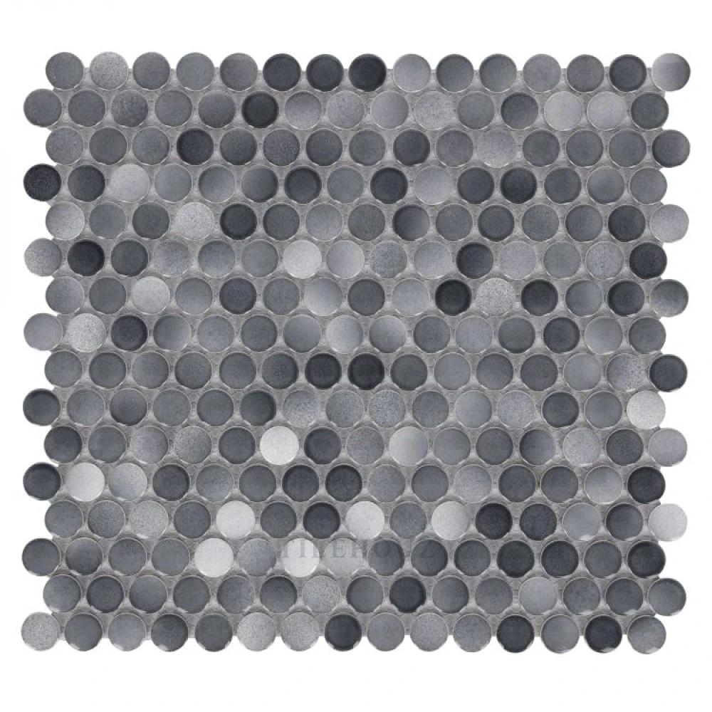 Penny Round Fancy Grey porcelain mosaic tile sheet, 11.5 x 12.25 in, wall & ceiling tile