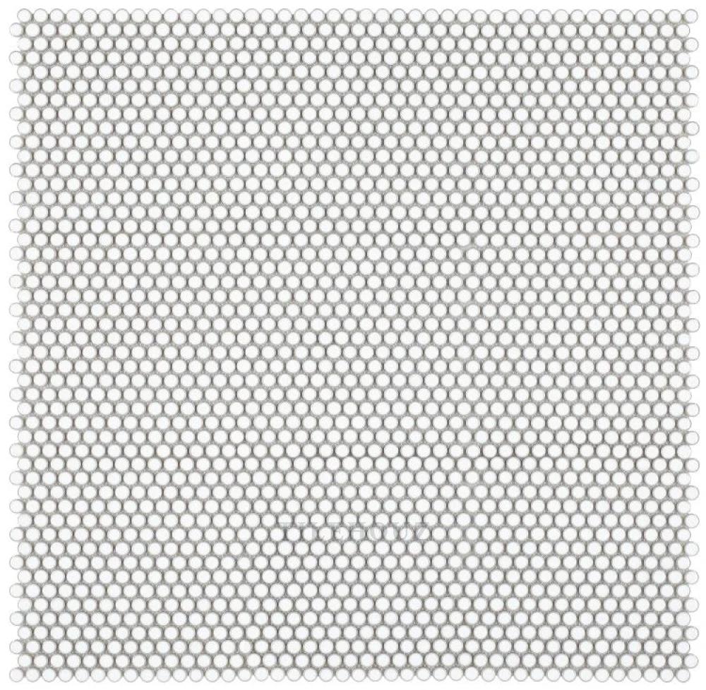 Penny Round Fancy White porcelain mosaic tile by Tilehouz, 11.5 x 11.5 in, handmade