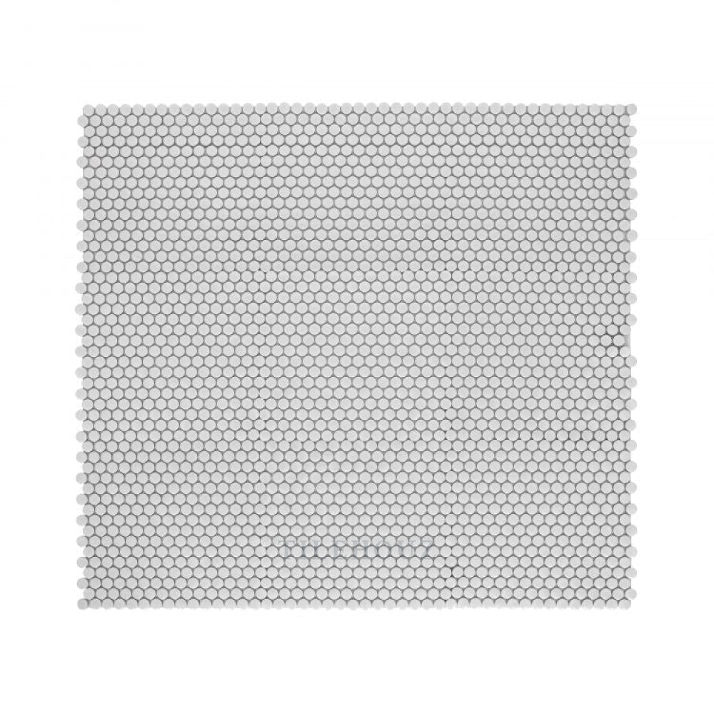 Penny Round light grey matte porcelain mosaic tile sheet, 11.5 x 12.25, Tilehouz Hulu Collection
