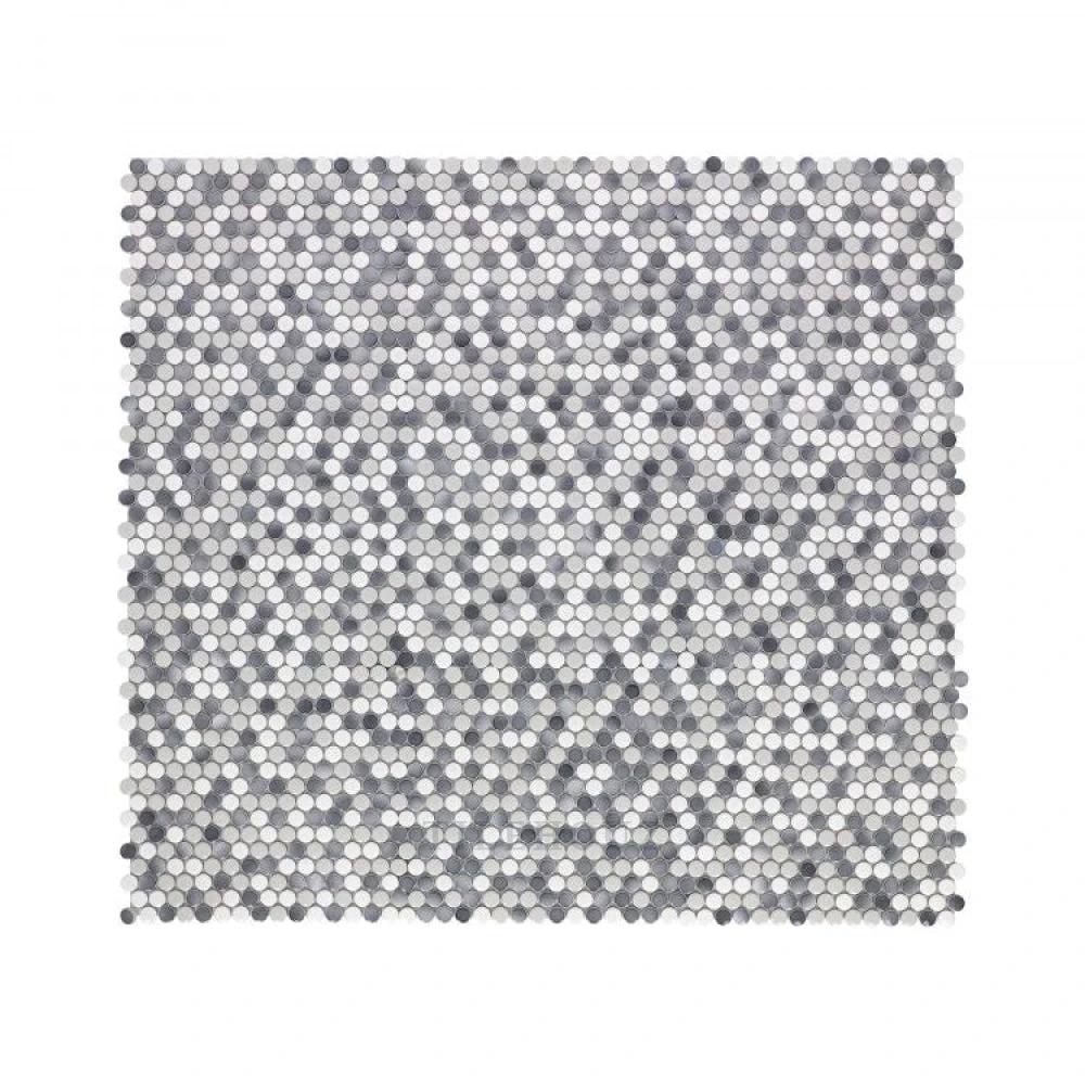 Penny Round Mixed Grey Glossy porcelain mosaic tile by Tilehouz, 11.5 x 12.25, Hulu wall/ceiling tile