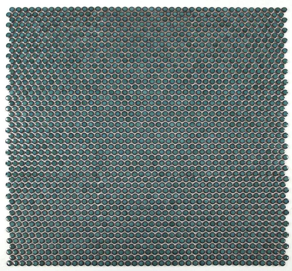 Penny Round Turquoise porcelain mosaic tile, 11.5 x 11.5 in, handmade by Tilehouz