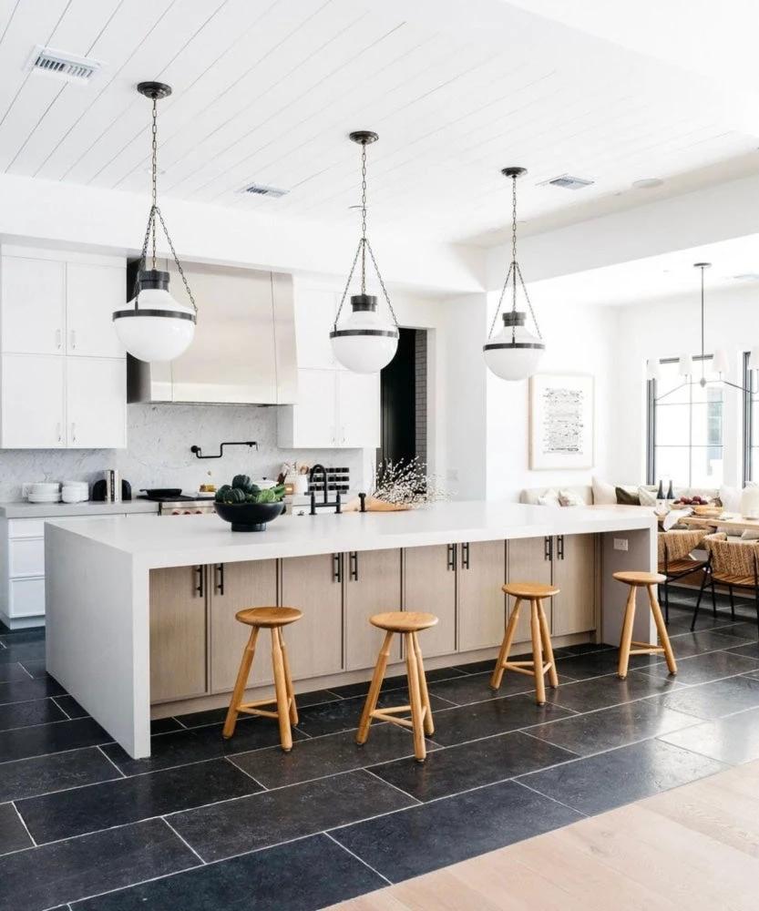 Pierre Bleu Belgian Bluestone limestone 12x24 brushed tile for walls and ceilings