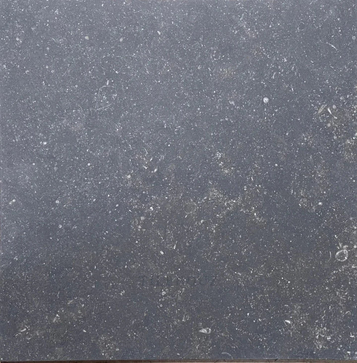 Pierre Bleu Belgian Bluestone limestone 18x18 tile, dark graphite, honed, Tilehouz