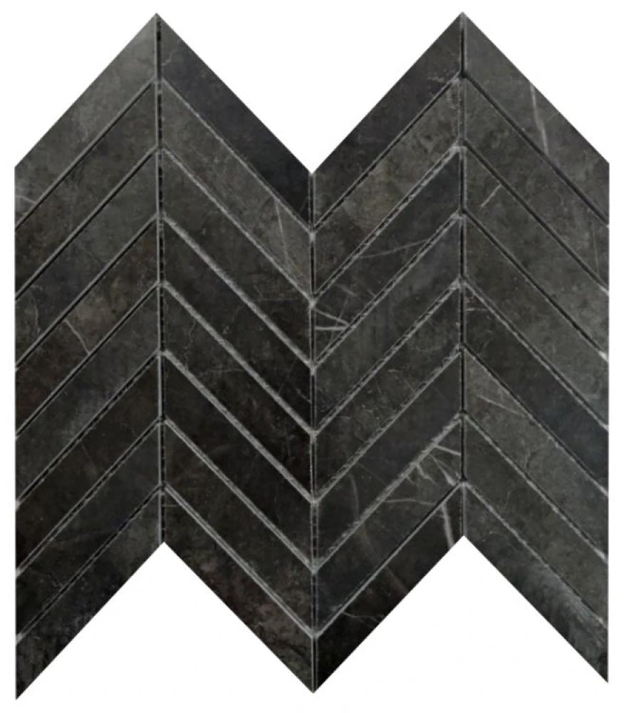 Prestigio Marquinia Lucido chevron porcelain mosaic tile, 10 x 12, dark grey