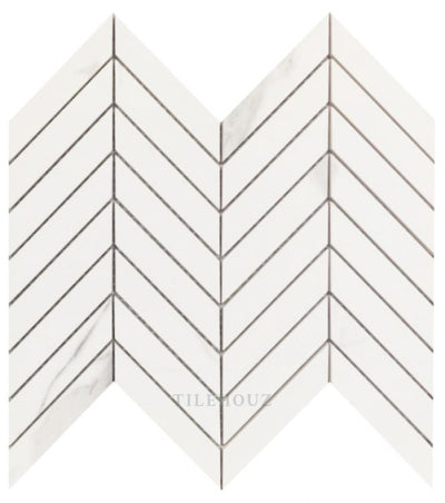 Prestigio Statuario Lucido Chevron 10 X 12 Porcelain Mosaics