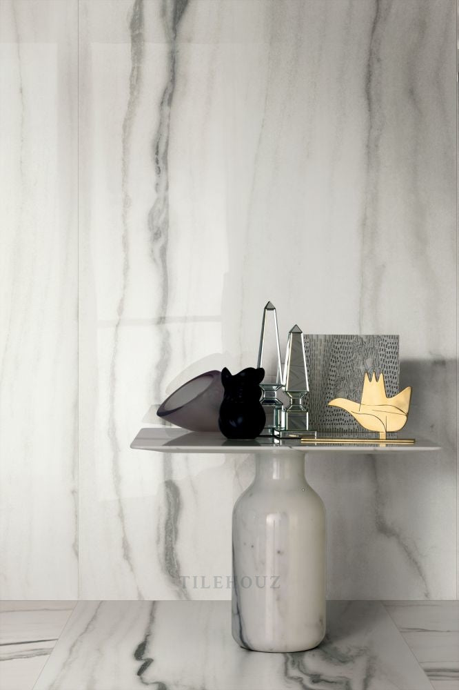 Prexious White Fantasy Glossy 12 X 24 Porcelain Tiles
