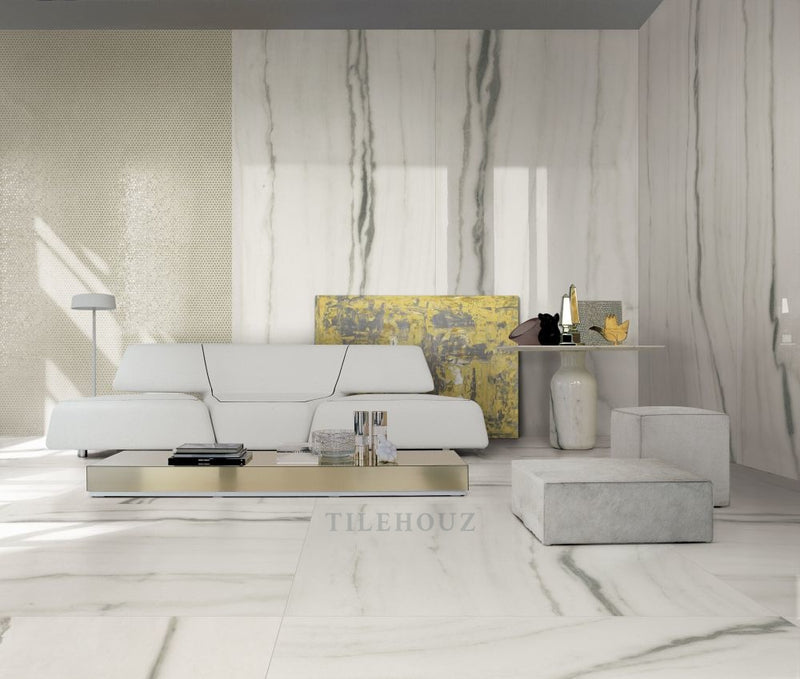 Prexious White Fantasy Glossy 12 X 24 Porcelain Tiles