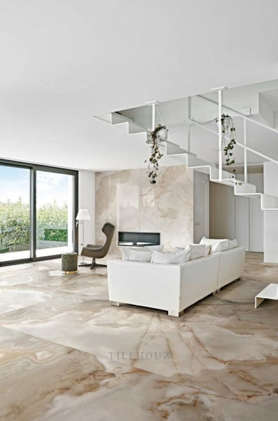 Reves Noisette Glossy 24 X 48 Porcelain Tiles