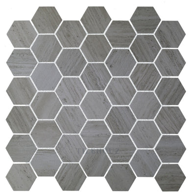 River Grey 2 X Hexagon Mosaic 12 Porcelain Tiles