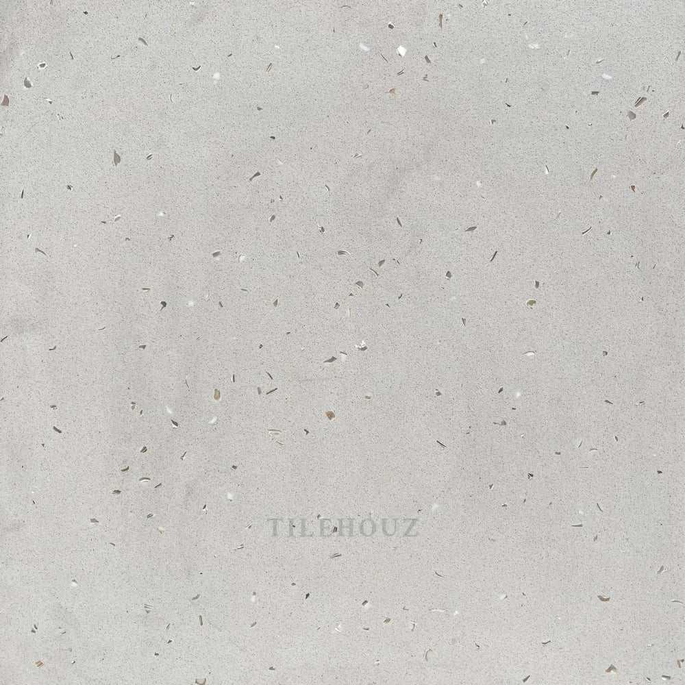 Riviera 24x24 Quartz Tile, polished finish, light gray speckled, Tilehouz