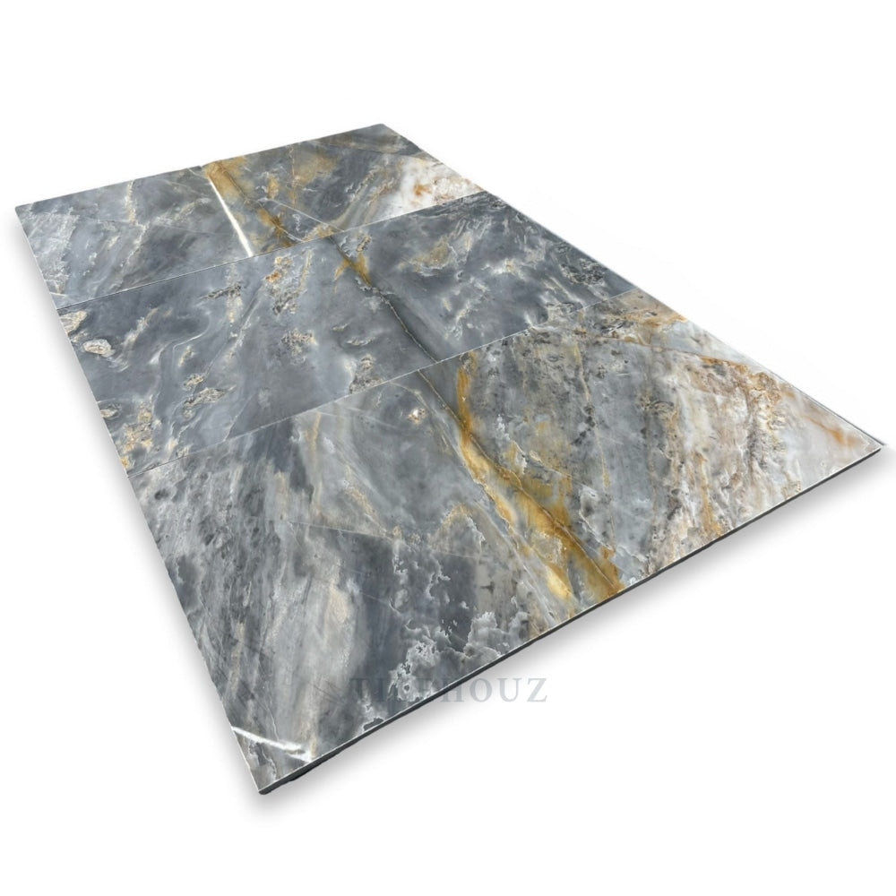 Royal Blue Marble 12x24 tile by Tilehouz; blue marble with gold veining for wall &amp; ceiling tile