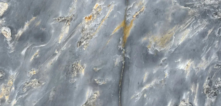 Royal Blue Marble 12x24 Tile, blue-gray marble with gold veining, polished and honed.