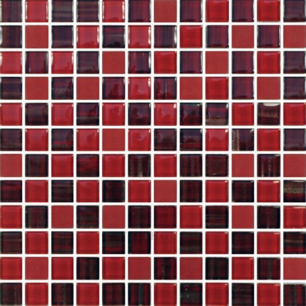 Glass mosaic tile sheet Ruby Red, Venice Series 1x1 squares, 11.75 x 12 inches