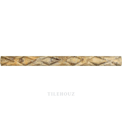 1 X 12 Honed Scabos Travertine Diamond Rope Liner Mosaic Tiles
